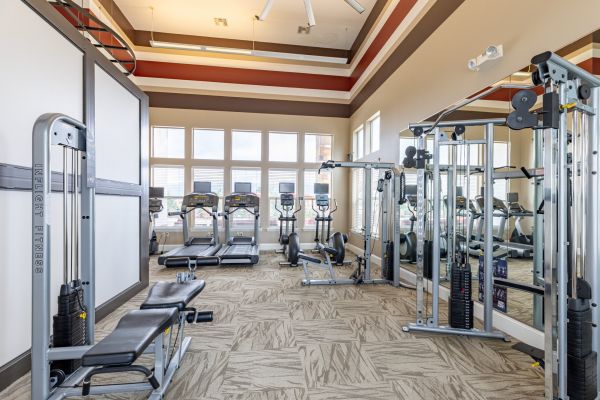Vistas at Jackson Creek state-of-the-art fitness center with floor-to-ceiling windows